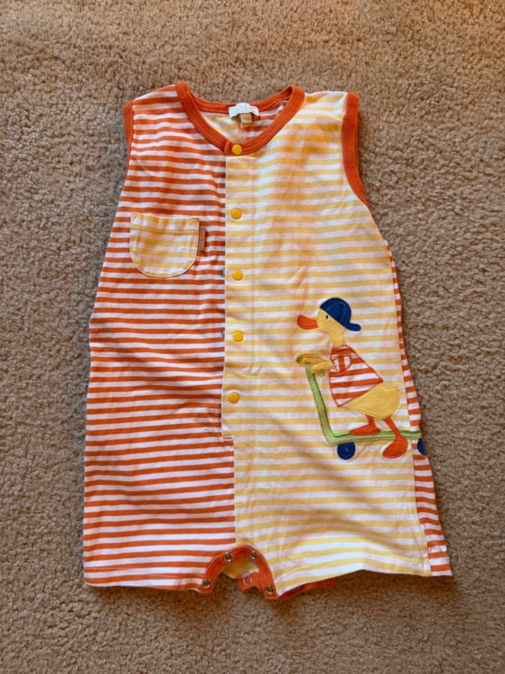 Le Top Orange & White Striped Duck Scooter One-Piece